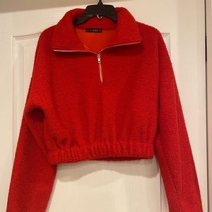 Women’s Zaful Red Cropped Sweat Shirt Size Small (Like New Condition)